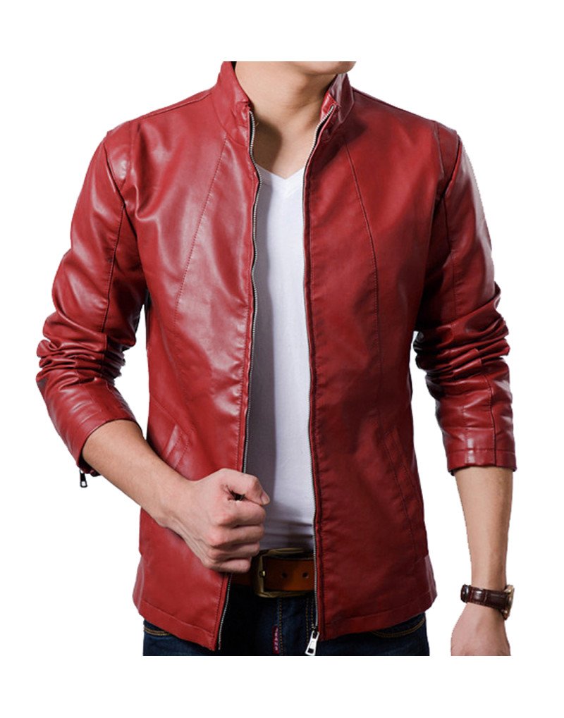 Cherry colour hot sale leather jacket